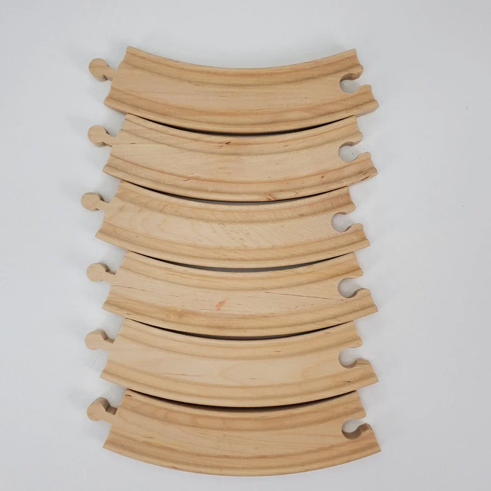 6 Piece Wooden Curved Train Track Set Replacement Parts for Brio Thomas 6.5 Inch